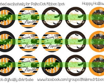 4x6 Polka Dot Ribbon Spot Happy Halloween Bottle Cap Image BCI
