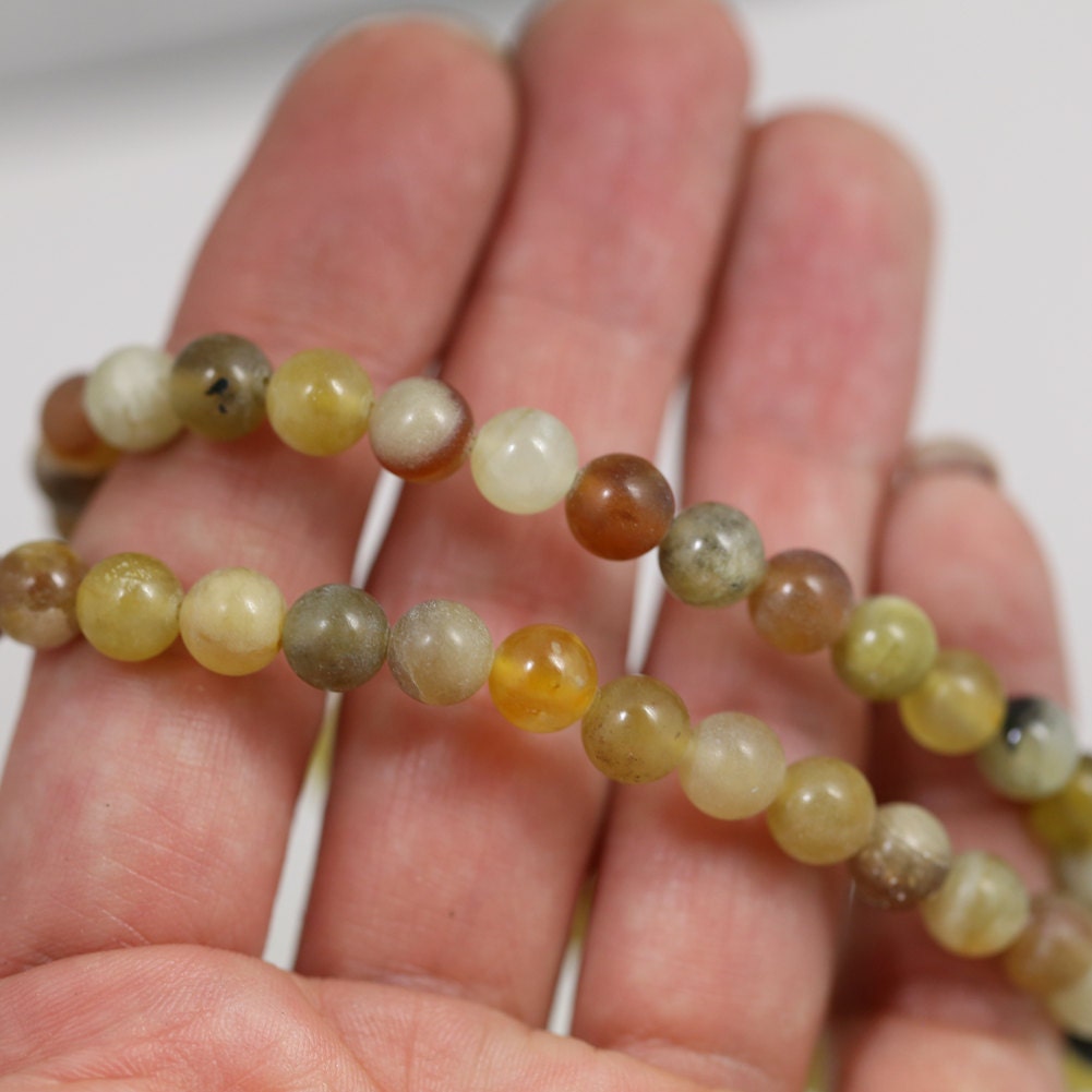 Flower Jade Serpentine Beads 6mm Round