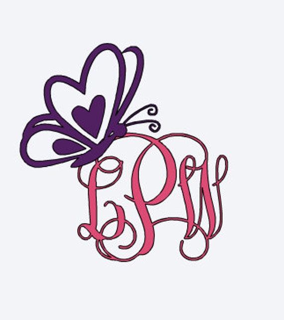 Download Heart Butterfly Monogram Yeti vinyl Decal by ...