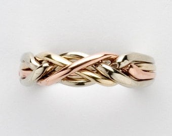 Ladies 4 Band Puzzle Ring in Sterling Silver, Gold or Platinum, 4T