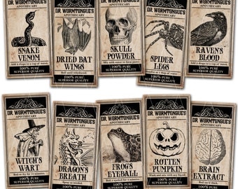 Halloween Apothecary Labels, Magical Potions, Halloween Printable, Instant Download, Print Your Own