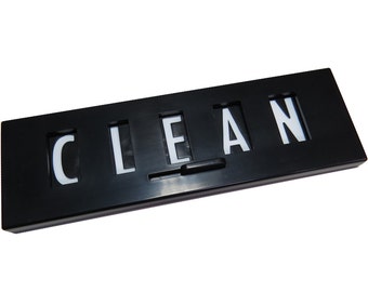 Clean Dirty Dishwasher Magnet Sign, Black, Plastic, version 2.0