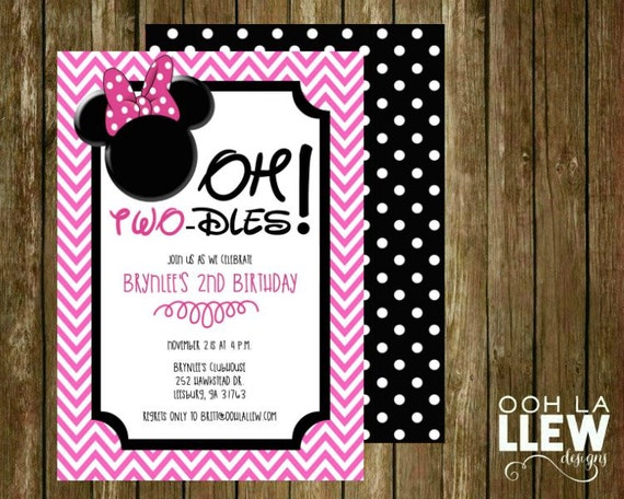 Minnie Mouse Oh Toodles 2nd Birthday Party Invitation