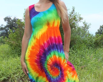 Tie Dye Rayon Tank Dress
