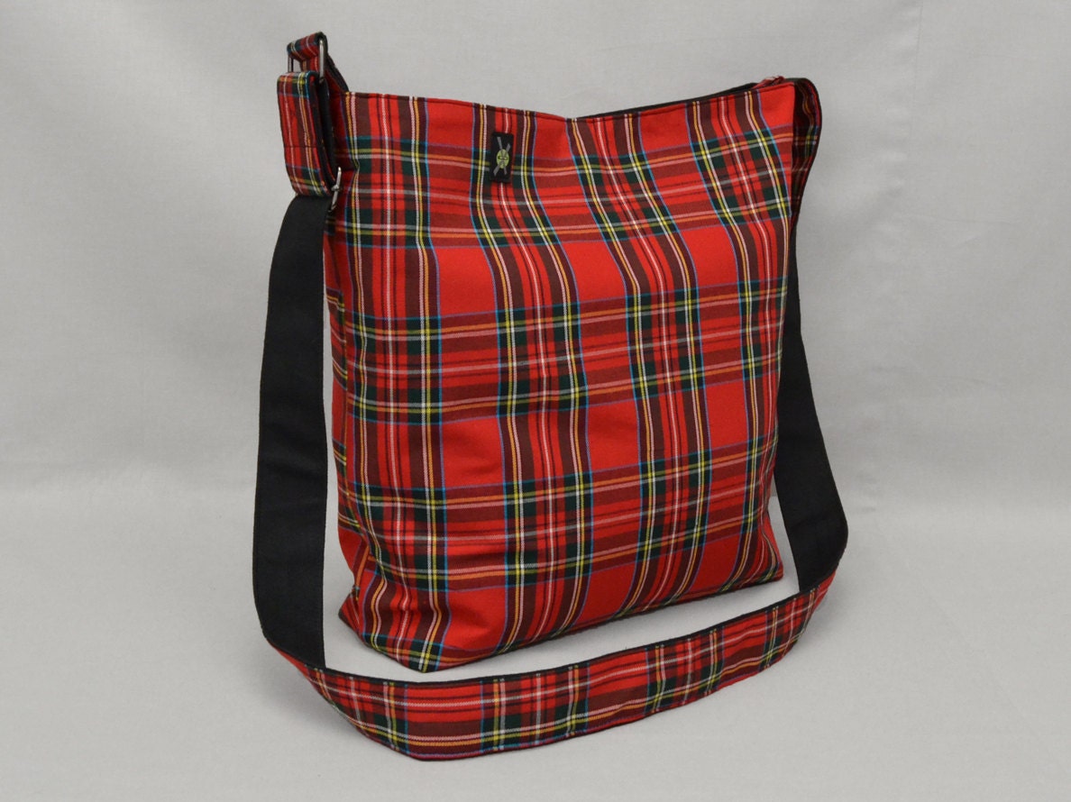 red tartan bag