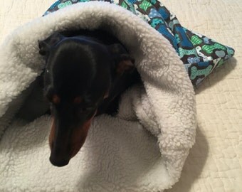 Small Dog Blue Multi Bones Print Snuggle Sack / Sleeping Bag FREE SHIPPING within the US