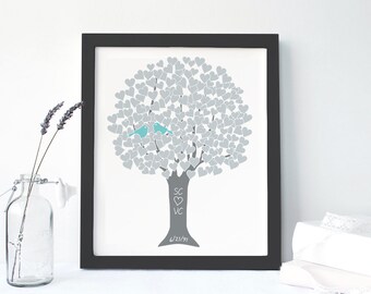 FRAMED CANVAS: Personalized Silver 25th Anniversary Gift Monogram Art Print