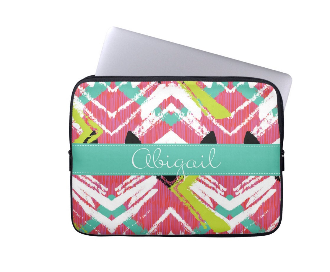 Personalized Laptop Sleeve Monogram Laptop Case Bright