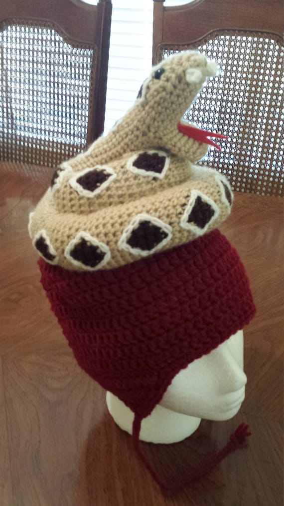 Rattlesnake Hat Crochet Pattern adult by MyFingersFly on Etsy