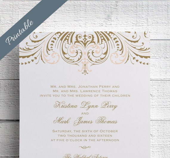 Vintage Wedding Invitation Printables Blush By Edenweddingstudio Antique Wedding Invitations Templates