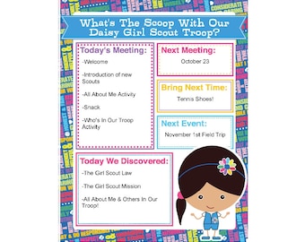 Daisy Girl Scout Agenda Meeting Handout - Printable Instant Download