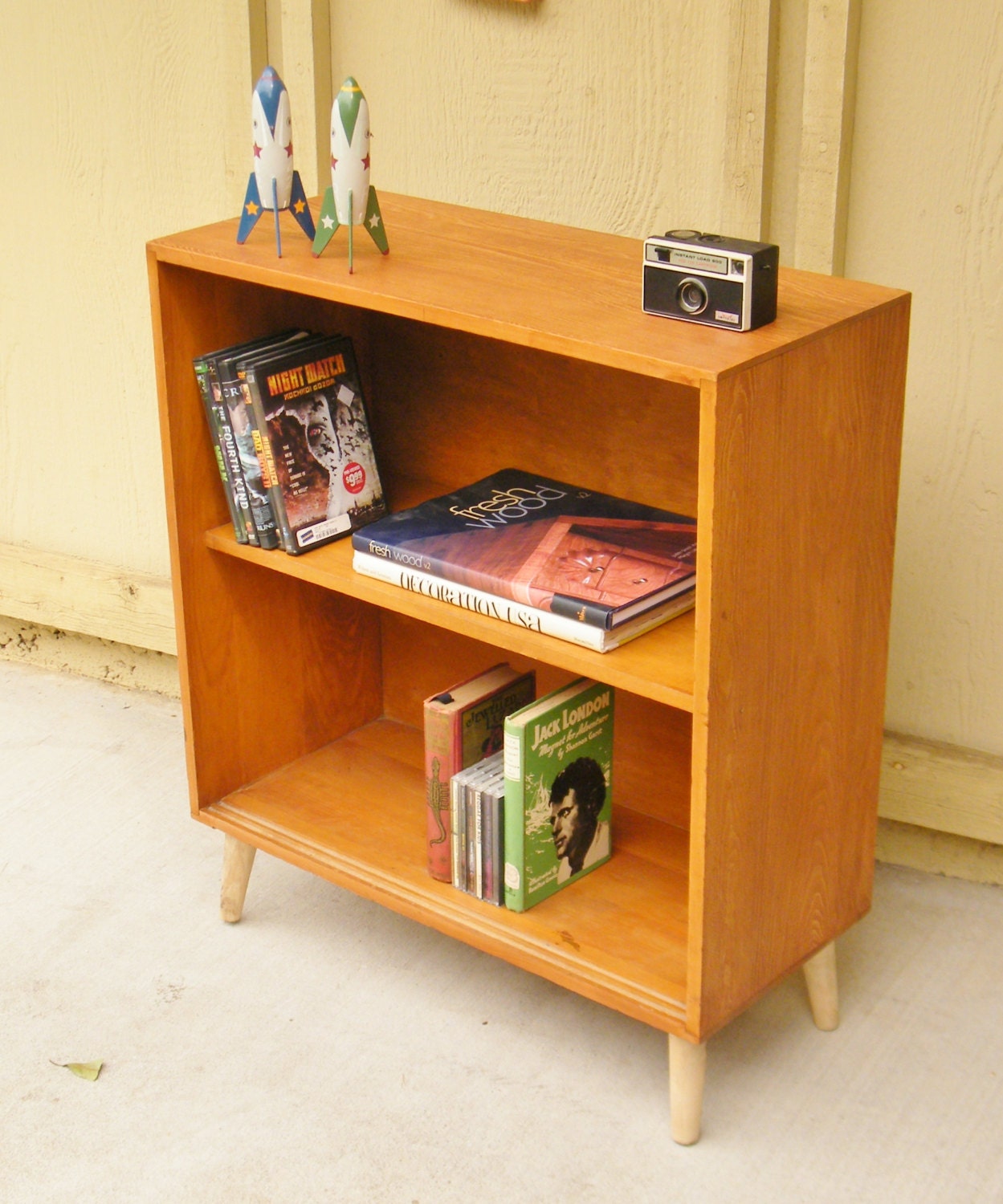 Vintage Pine Mid Century Style Bookcase Vintage Bookshelf Haute Juice