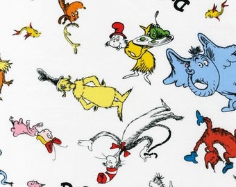 1 Fat Quarter of Celebration White Celebrate Seuss Characters by Dr. Seuss Enterprises for Robert Kaufman