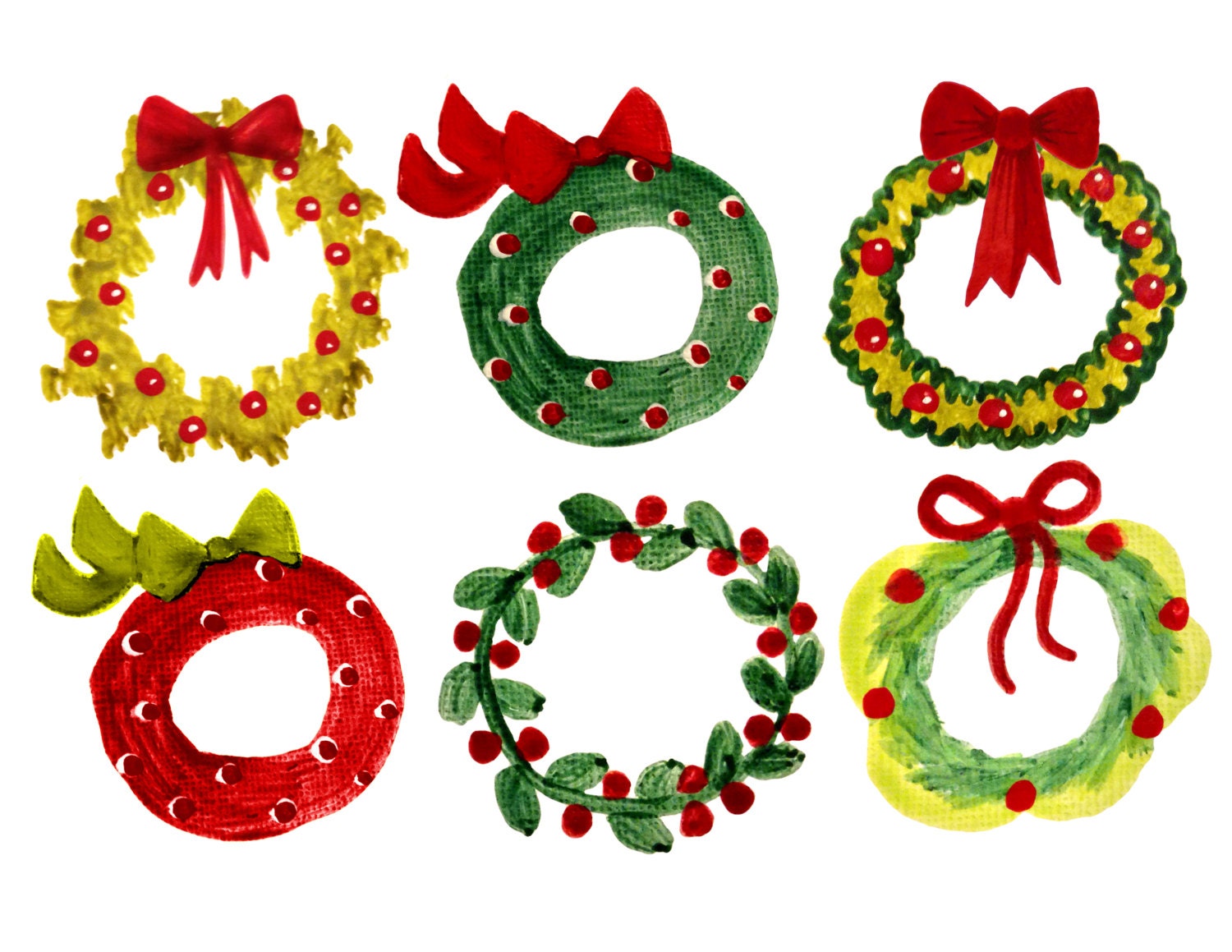 Christmas wreath clipart christmas clipart watercolor