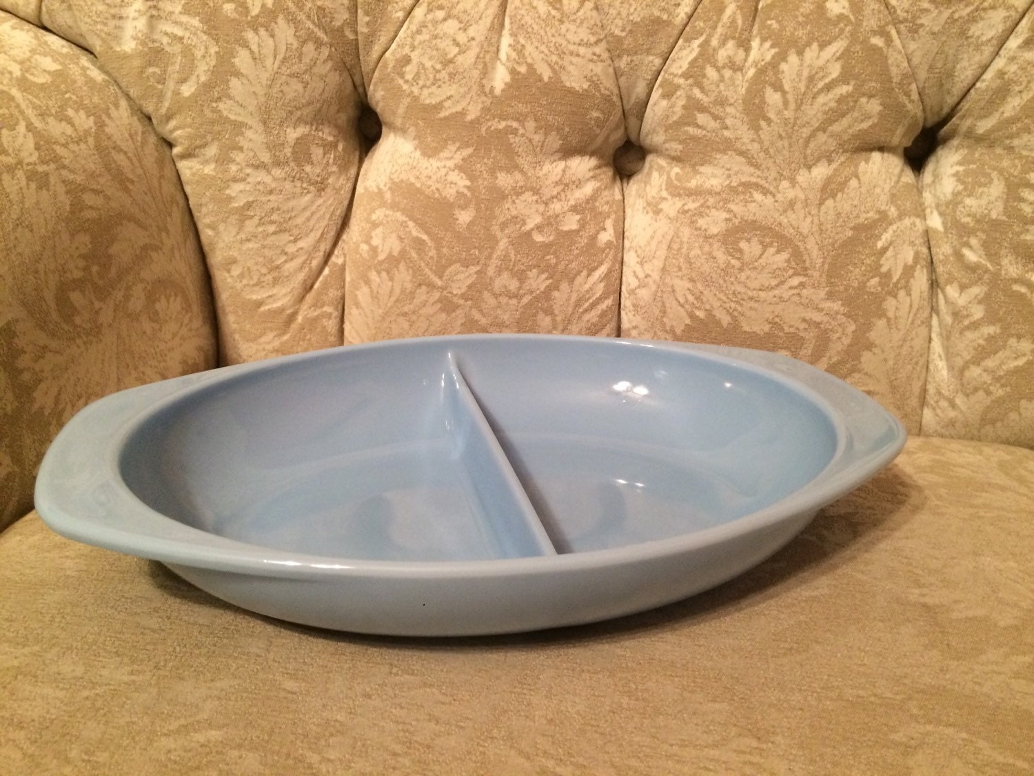 Pyrex Delphite Oven Divided Dish Serving Bowl. Vintage Blue Delphite ...