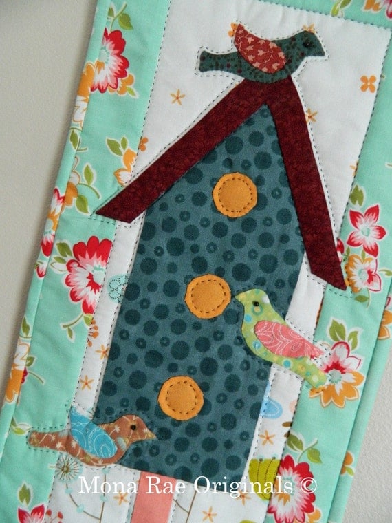 Bird House Quilt Wall Hanging With Heirloom Hanger 9 x