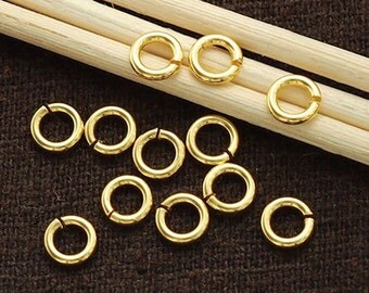 30 of 925 Sterling Silver 24k Vermeil Style Opened Jump Rings 5x1 mm. :vm0039