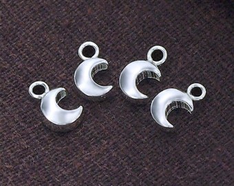 4 of 925 Sterling Silver Crescent Moon Charms 5x8.5 mm. Polish Finished :th2410