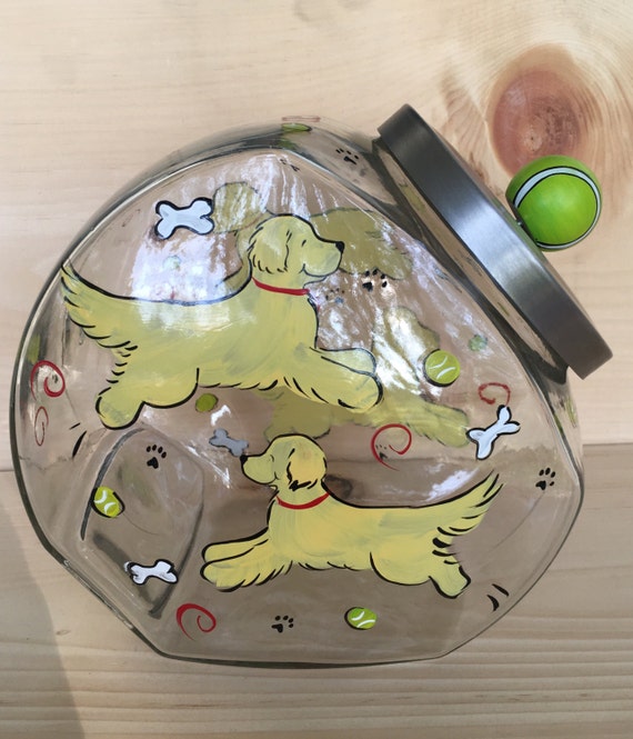 Golden Retriever handpainted treat jar by JennysDogArt on Etsy