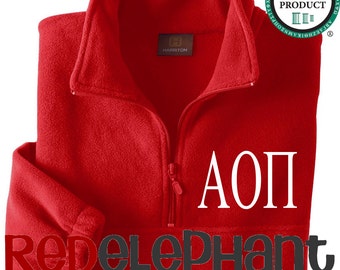 Alpha Omicron Pi Sorority Pullover Jacket, Monogrammed Sorority Jacket, Monogrammed Zip Jacket, Monogrammed Jacket, Fleece, UNISEX, Licensed