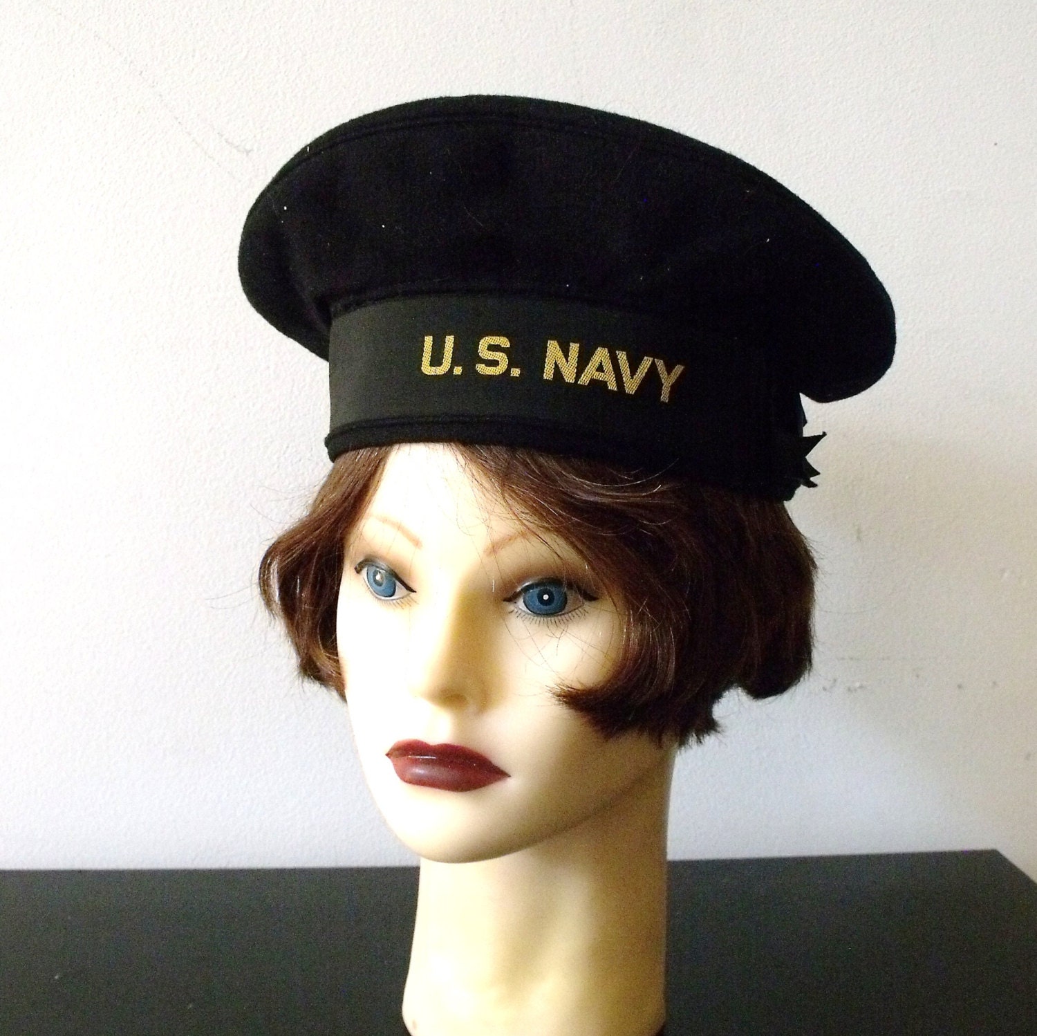 1940s WWII US Navy Cap / 40s Original Sailor Hat / Size 7