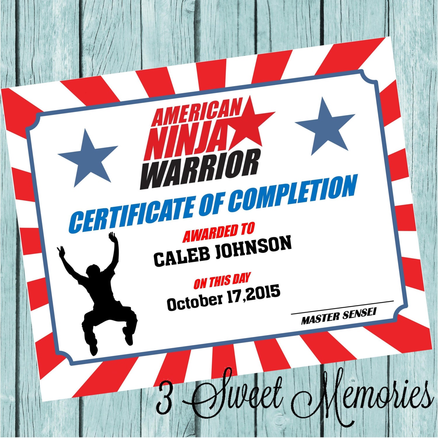 PRINTABLE Ninja Warrior Party Certificate by 3SweetMemories