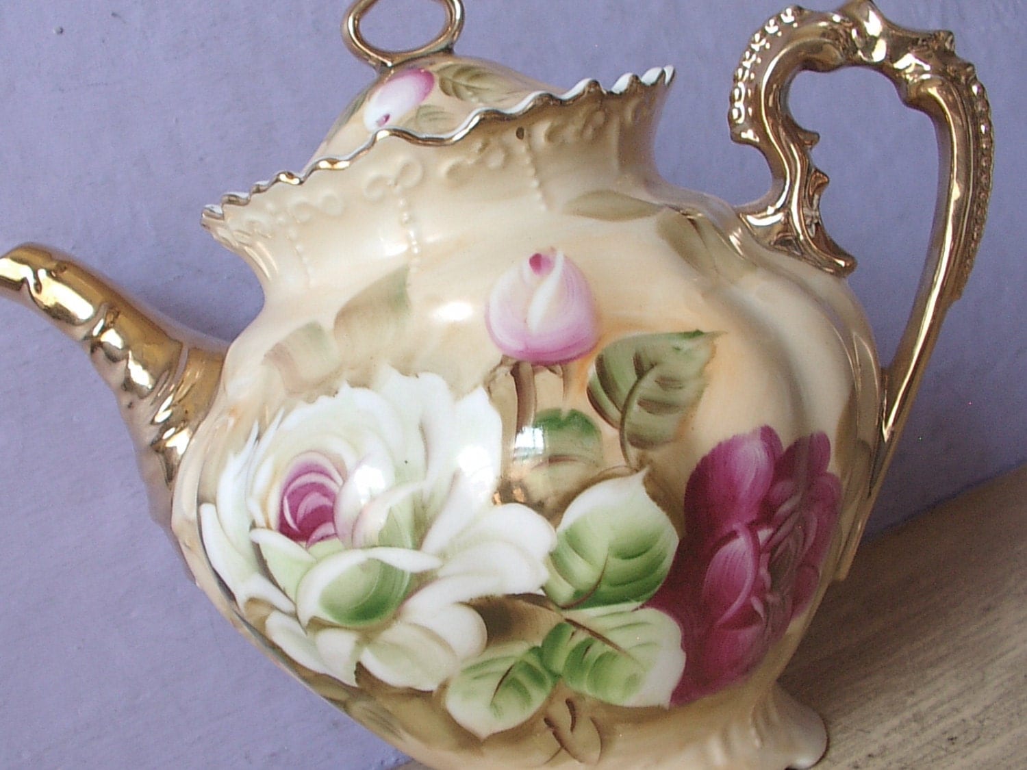 Antique Lefton China brown heritage teapot hand by ShoponSherman