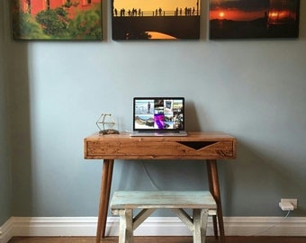 Mid Century Tiny Desk with Drawer Solid Wood - MADE TO ORDER