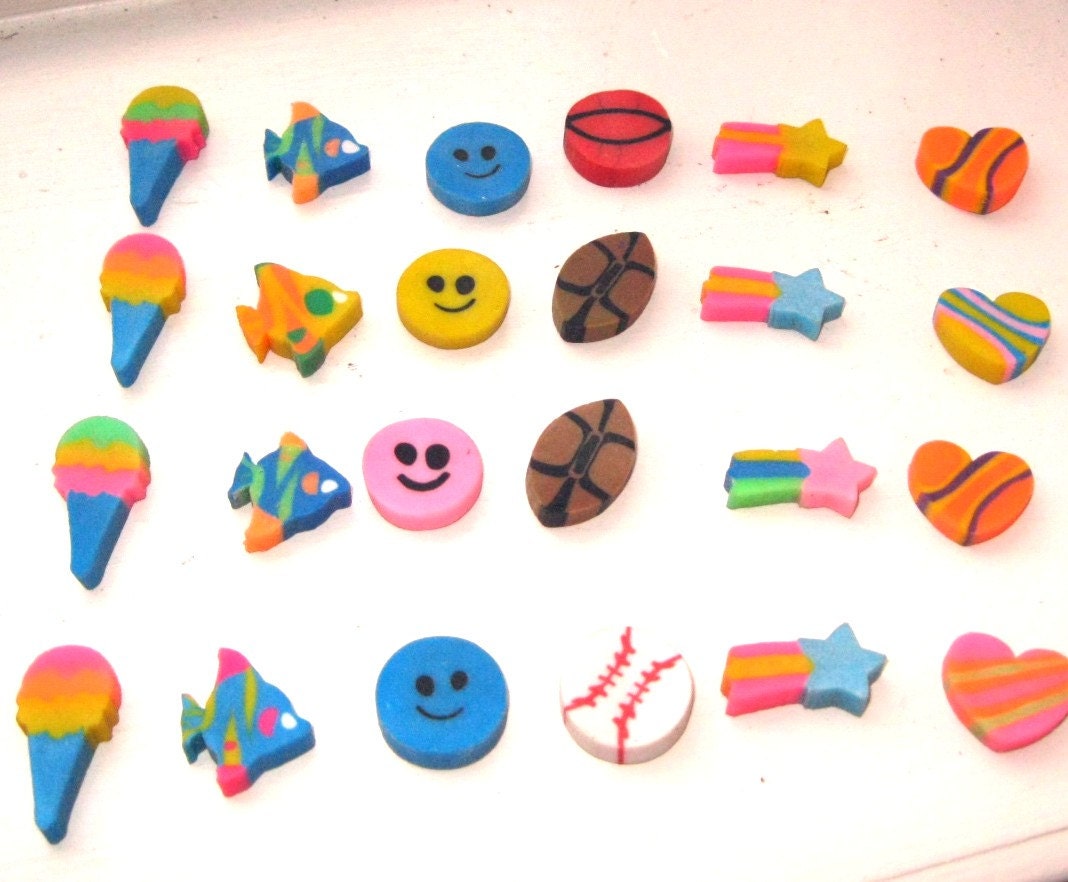 Vintage 1980's Miniature Novelty Erasers