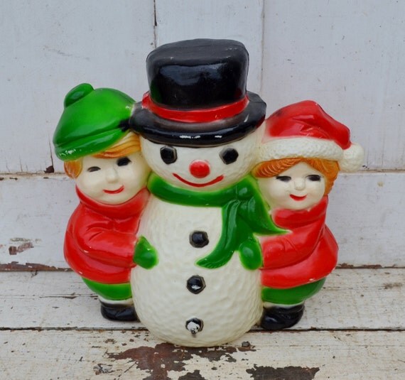 plastic snowman and kids blow mold light up christmas winter plastic snowman and kids blow mold light up christmas winter