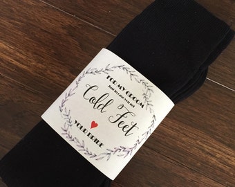 Curvy Laurel Wreath- Just in case you get cold feet: sock label, sock wrapper, for the groom, INSTANT DOWNLOAD