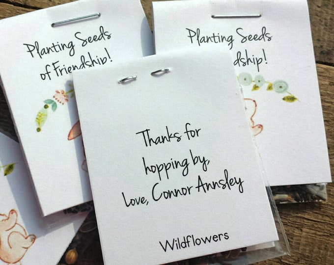 Personalized MINI Baby Shower or 1st Birthday Party Favors Flower Seeds Packet Favors Wildflower Seed Shabby Chic Rustic Cute Little Favors