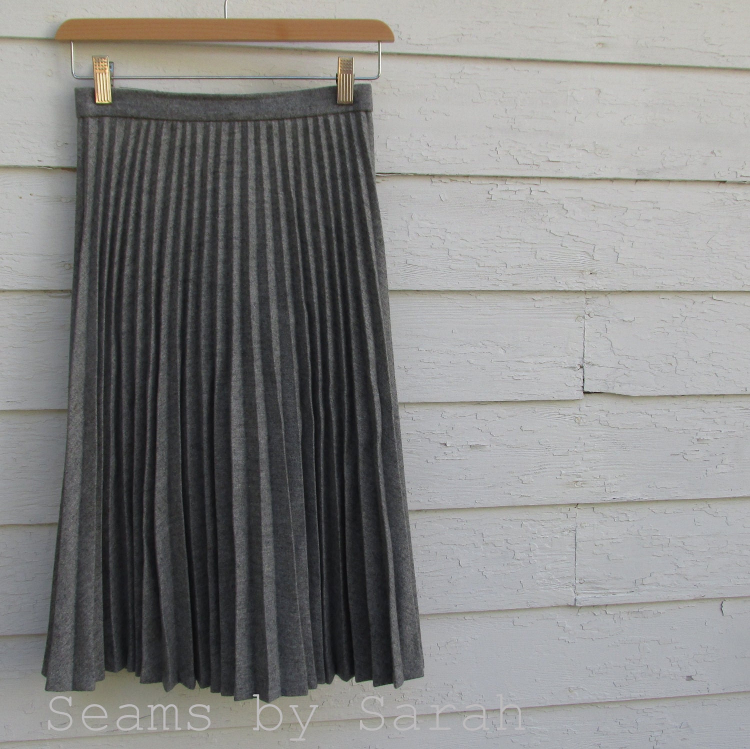Grey Wool Accordion Pleated skirt//25'' waist