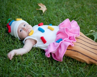 Ready to ship - size 0-3 months- Baby Cupcake with Sprinkles costume - for Halloween or as a photo-prop