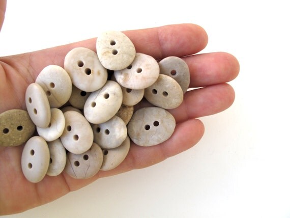 Beach Stone Buttons Rock Buttons Natural Stone Buttons Organic Knitting ...