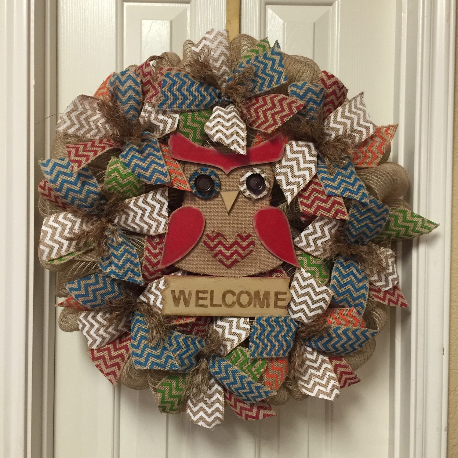 Owl Wreath Deco Mesh Wreath Spring Wreath by SignsBYDebbieHess