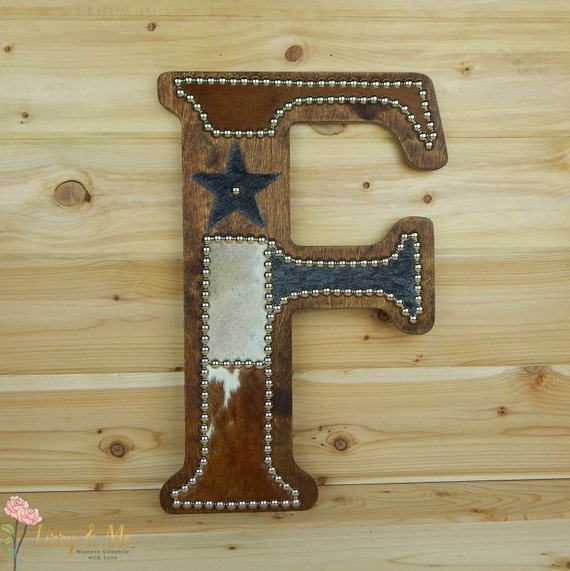 Cowhide Wall Letter F Western Home Decor Wall by LizzyandMe
