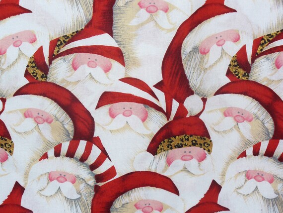 Santa Fabric Christmas Santa Christmas Fabric Santa Heads