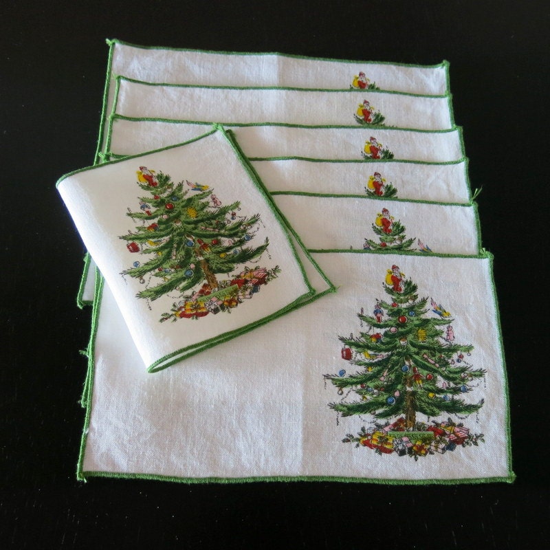 7 white linen spode cocktail napkins christmas tree 97a 7 white linen spode cocktail napkins christmas tree 97a
