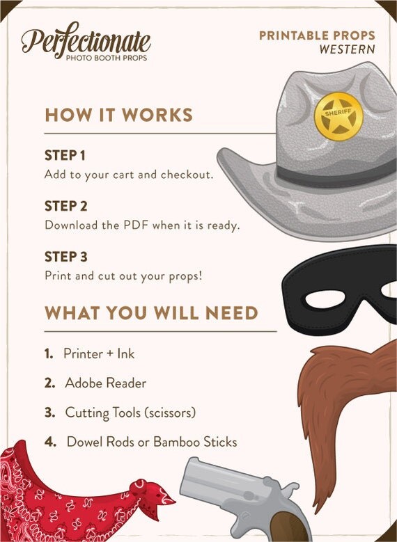 Printable Western Photo Booth Props 32 Printable Cowboy