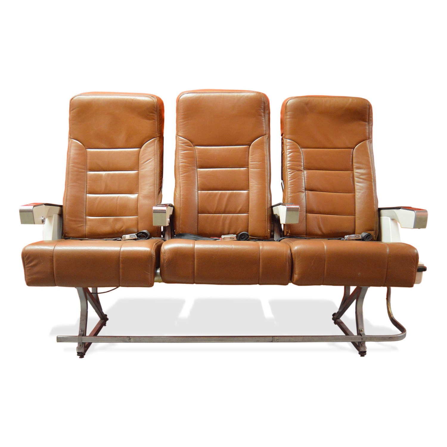 Leather Airplane Seats, Coach Class, Three-Across, Trays in Back