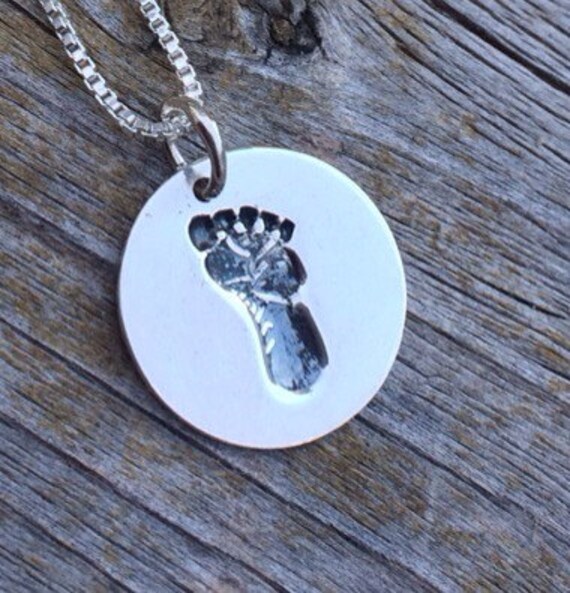 Baby footprint charm necklace Baby Shower by KristiKayDesigns