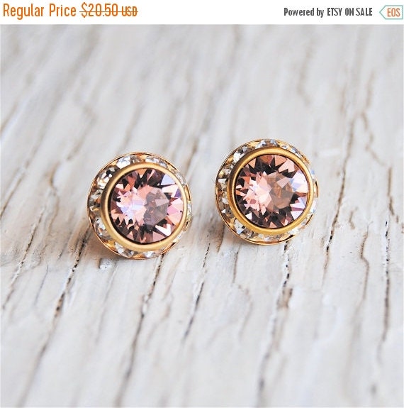 25% OFF SUMMER SALE French Rose Pink Stud Earrings by MASHUGANA