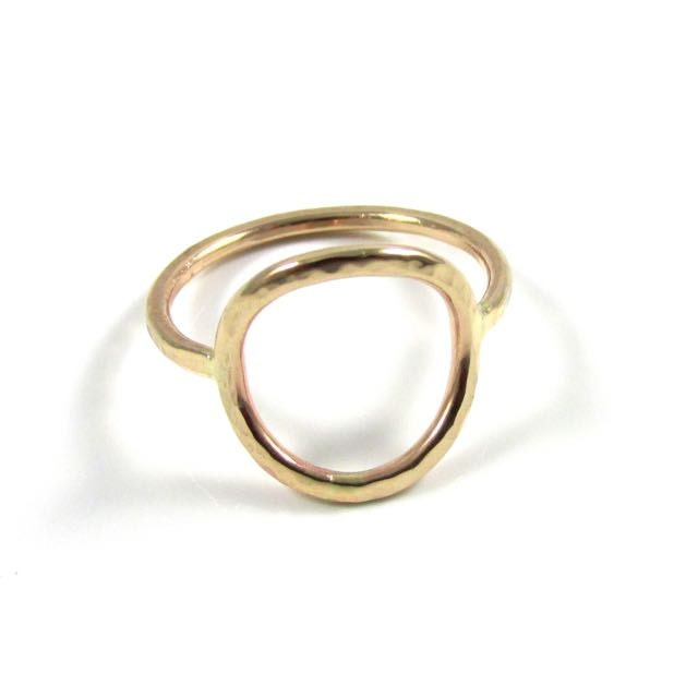 Open Circle Ring Gold Hammered Everlasting Unity Infinity