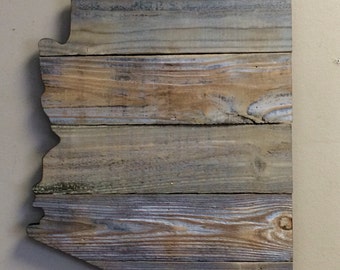 Arizona State Shape Rustic Wood Sign Hanger 17 1/2" x 15" Laser Engraving Options - Wedding, Housewarming, Birthday, Anniversary