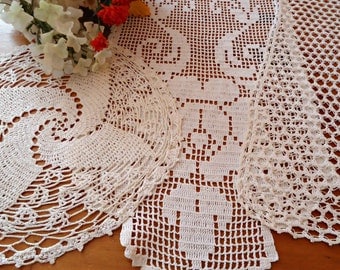 3 Crocheted Doilies Crocheted Doilys Ecru Vintage Doilys Doilies Lot B270