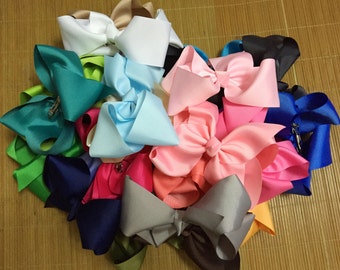 Set of 10 - 8" large girl bows - girl hair bows - extra big bows, bows for girl, big bows, 8 inches school bows, 30 colors to pick
