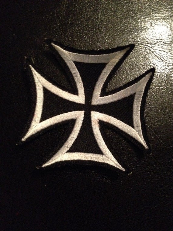 Black White Iron Cross Patch Rock N Roll 70s 80s Motorhead