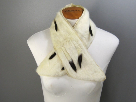 Vintage Ermine Fur Scarf Ermine Fur Collar White and Black