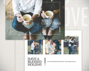 Christmas Card Template: Urban Holiday A - 5x7 Holiday Card Template for Photographers